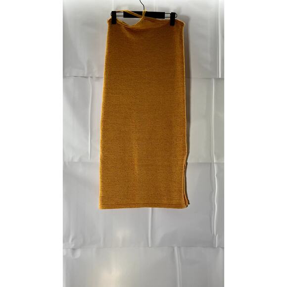 EDIT BY NINE Women's Orange Knit Sleeveless Side-Slit Halter Dress SZ M - Picture 2 of 8